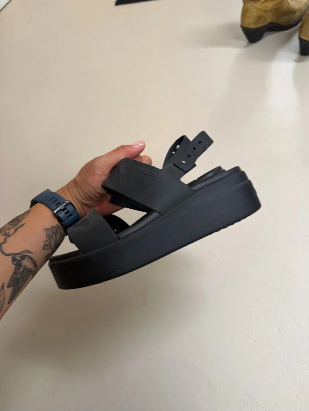 CROCS Black Platform Slide Sandals